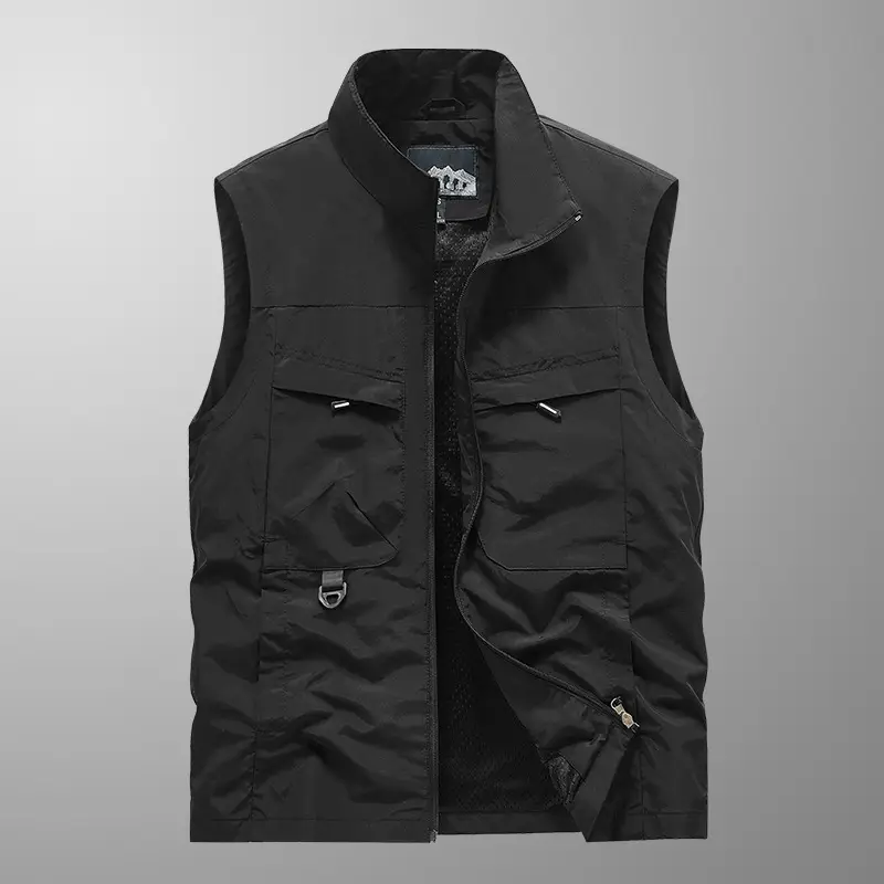 Men's Waterproof Hooded Vest Large Casual Outdoor Fishing Vest - Image 11