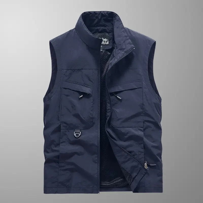 Men's Waterproof Hooded Vest Large Casual Outdoor Fishing Vest - Image 12