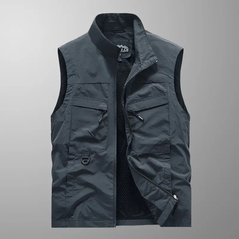 Men's Waterproof Hooded Vest Large Casual Outdoor Fishing Vest - Image 13