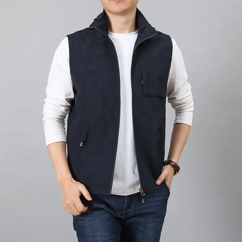 Men's Waterproof Hooded Vest Large Casual Outdoor Fishing Vest - Image 4