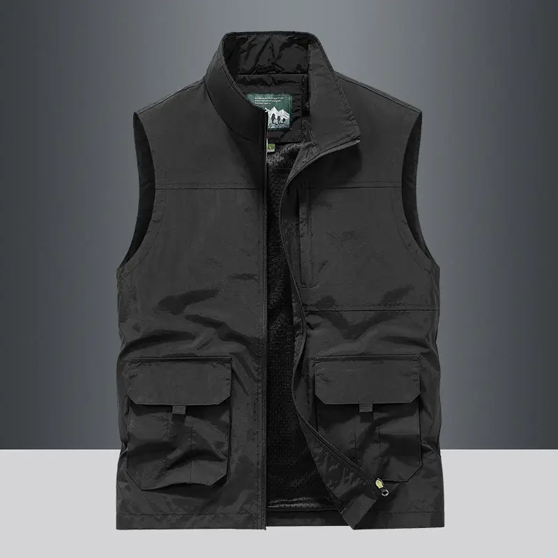 Men's Waterproof Hooded Vest Large Casual Outdoor Fishing Vest - Image 6