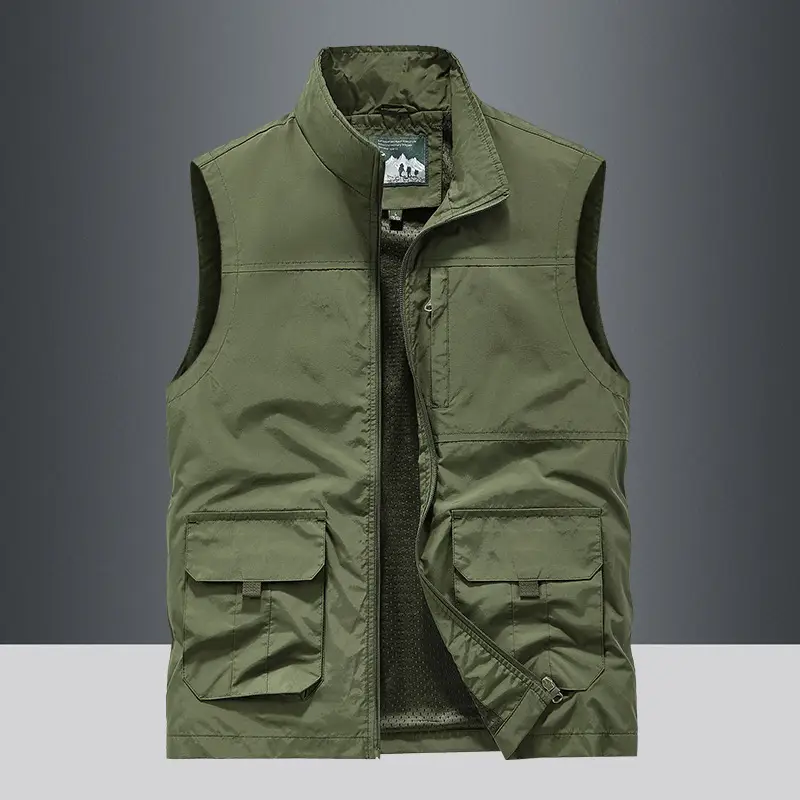 Men's Waterproof Hooded Vest Large Casual Outdoor Fishing Vest - Image 7