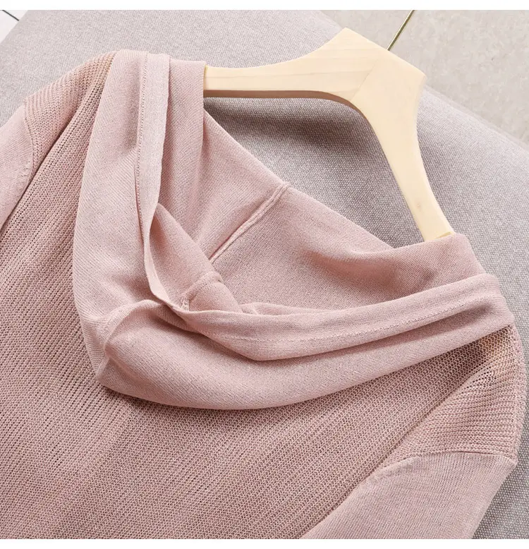 White Knitted V-Neck Cardigan Hooded Top for Women — feature 5