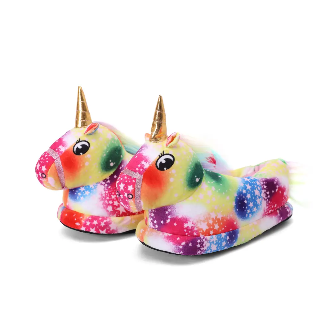 New Cartoon Pajamas Matchinging Shoes Starry Sky Pegasus Matching Shoes Autumn and Winter Bag Heel Thick Cotton Slippers Warm Home Shoes