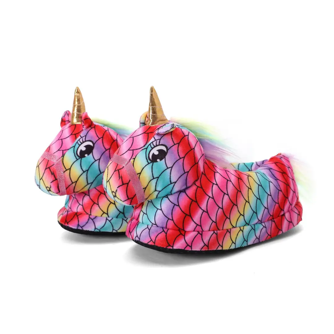 New Cartoon Pajamas Matchinging Shoes Starry Sky Pegasus Matching Shoes Autumn and Winter Bag Heel Thick Cotton Slippers Warm Home Shoes