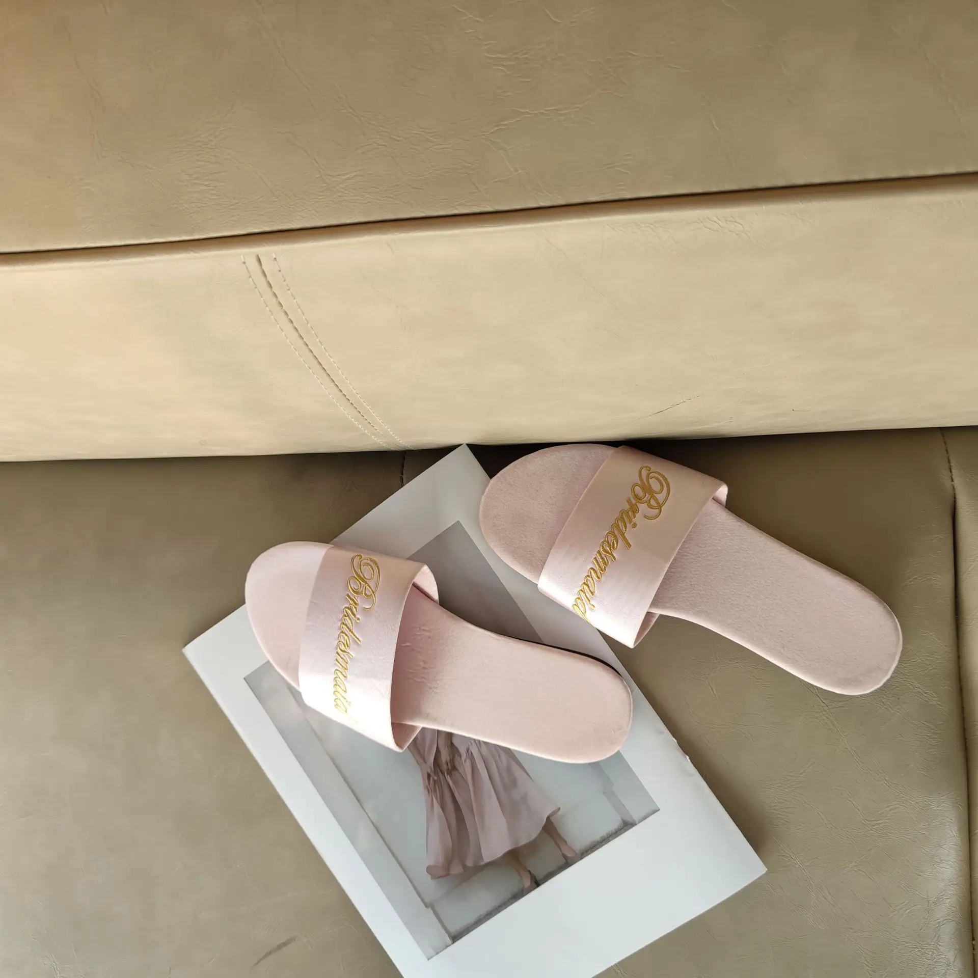 Women's Pink Tassel Slippers with Brand Logo - Image 9