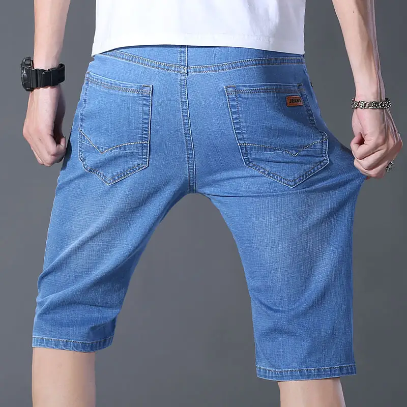 Men Denim Crop Shorts Straight Cut Slim Fit - Image 13