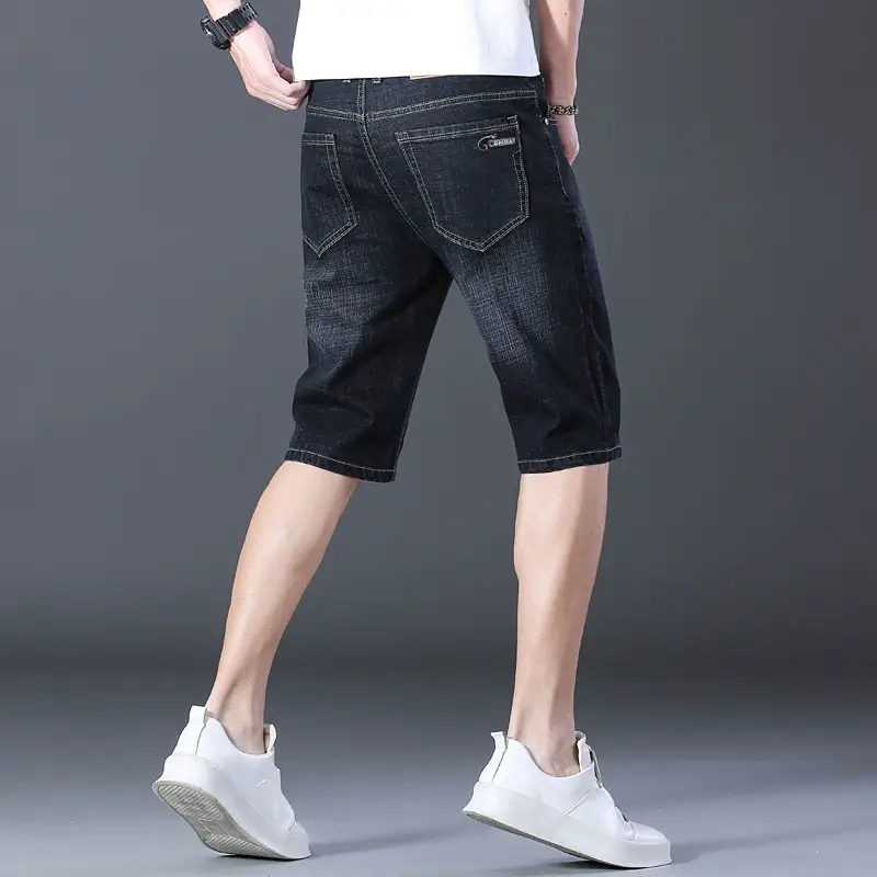 Men Denim Crop Shorts Straight Cut Slim Fit - Image 15