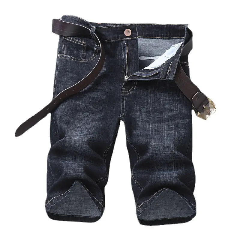 Men Denim Crop Shorts Straight Cut Slim Fit - Image 16