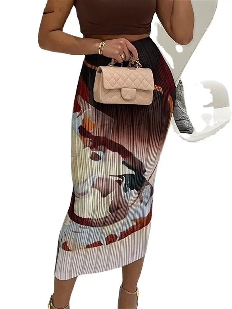 Women Sexy Pit Printed Long Skirt 2022 Summer