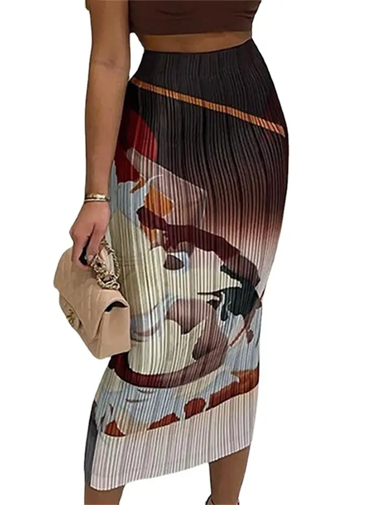 Women Sexy Pit Printed Long Skirt 2022 Summer