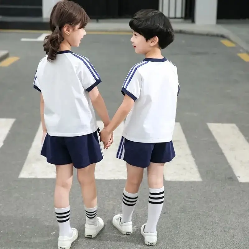 Children's Short-sleeved Suit Summer Boys and Girls Brothers and Sisters of Peking University in Tsinghua Kindergarten Class Clothes Graduation Clothes Children's Clothes