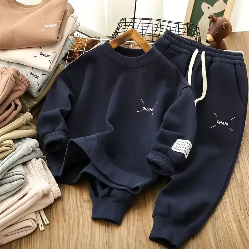 Blue White Striped Kids Sweatpants Set for Boys Spring 2025
