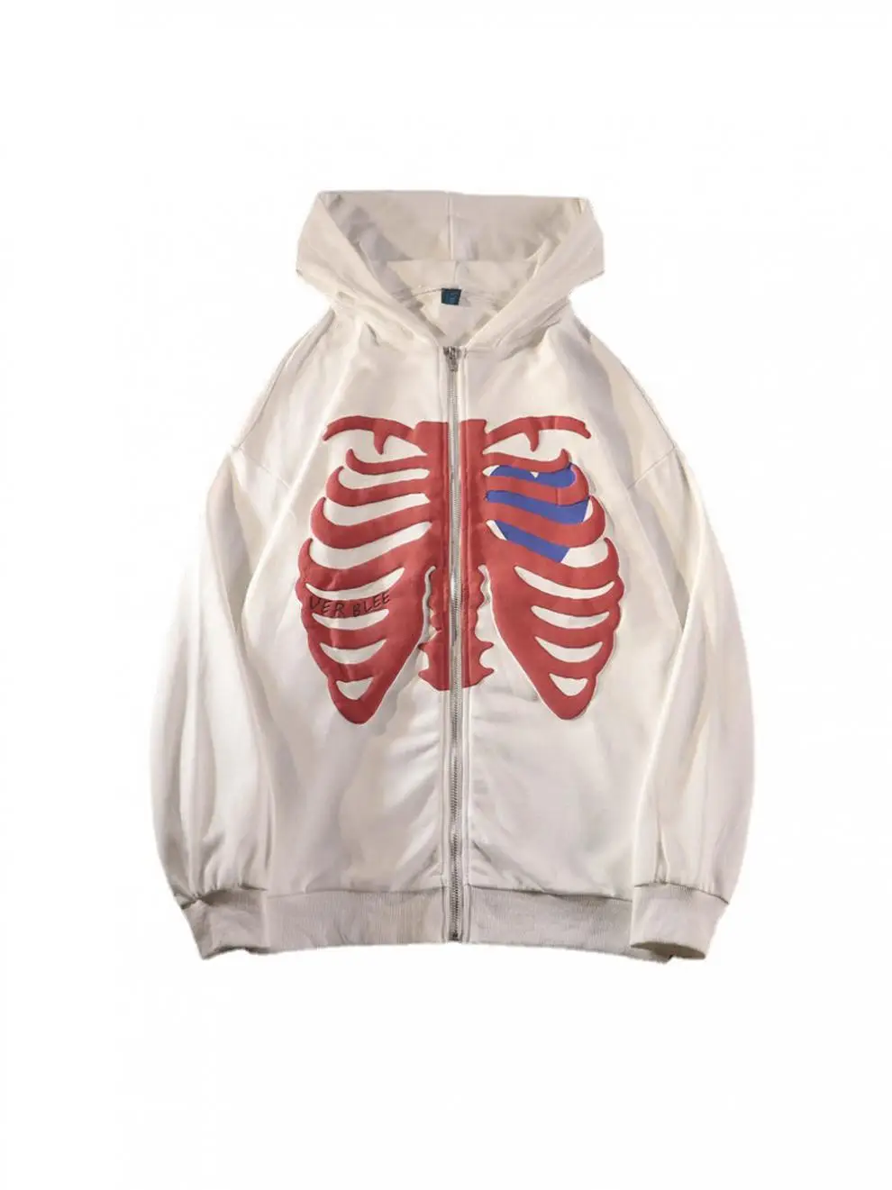 Women Blue Skull Print Zipper Hoodie Jacket — feature 13