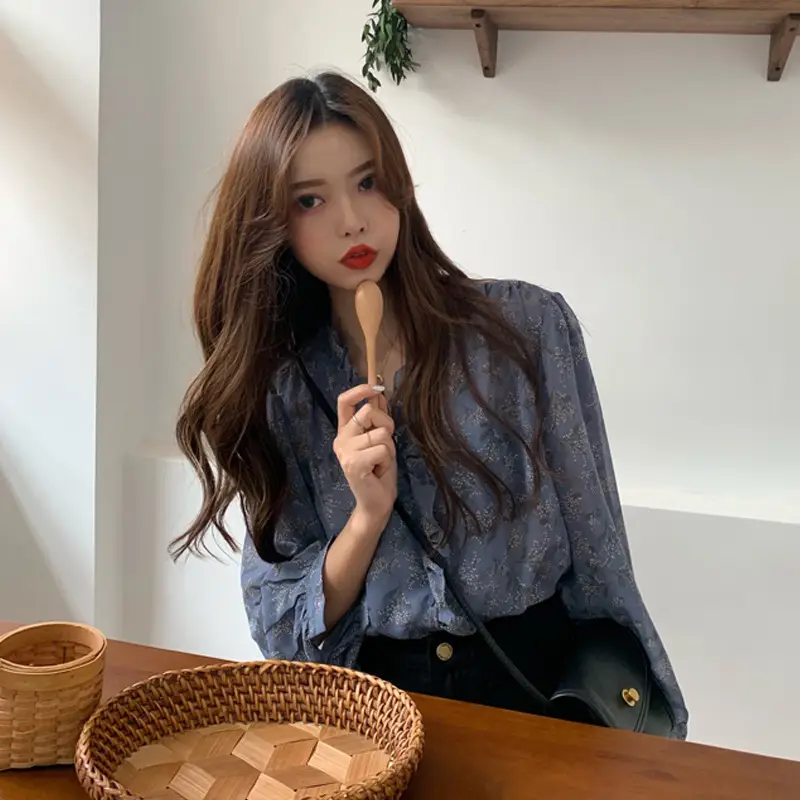Korean Style Floral Chiffon Shirt Women Long Sleeve 2025 - Image 24