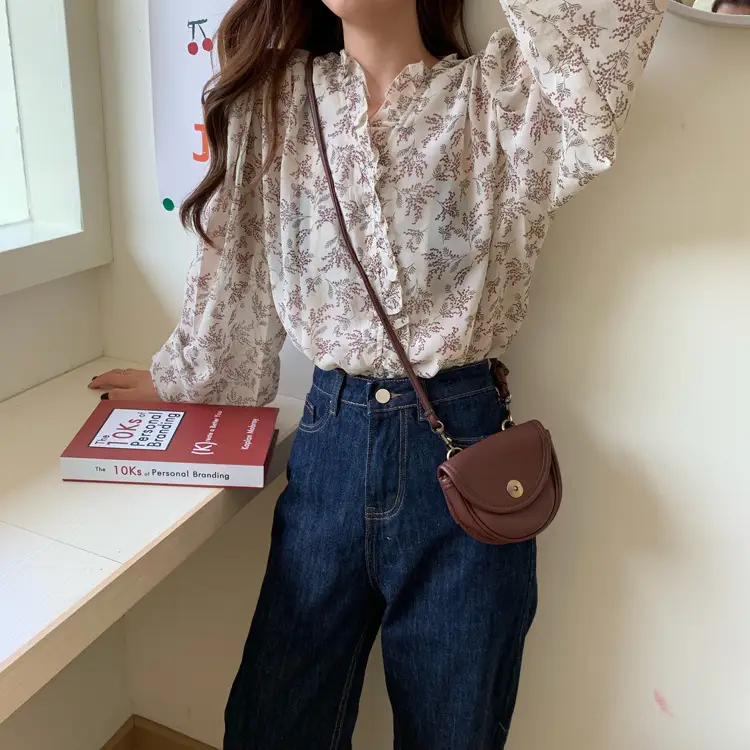 Korean Style Floral Chiffon Shirt Women Long Sleeve 2025 — feature 12