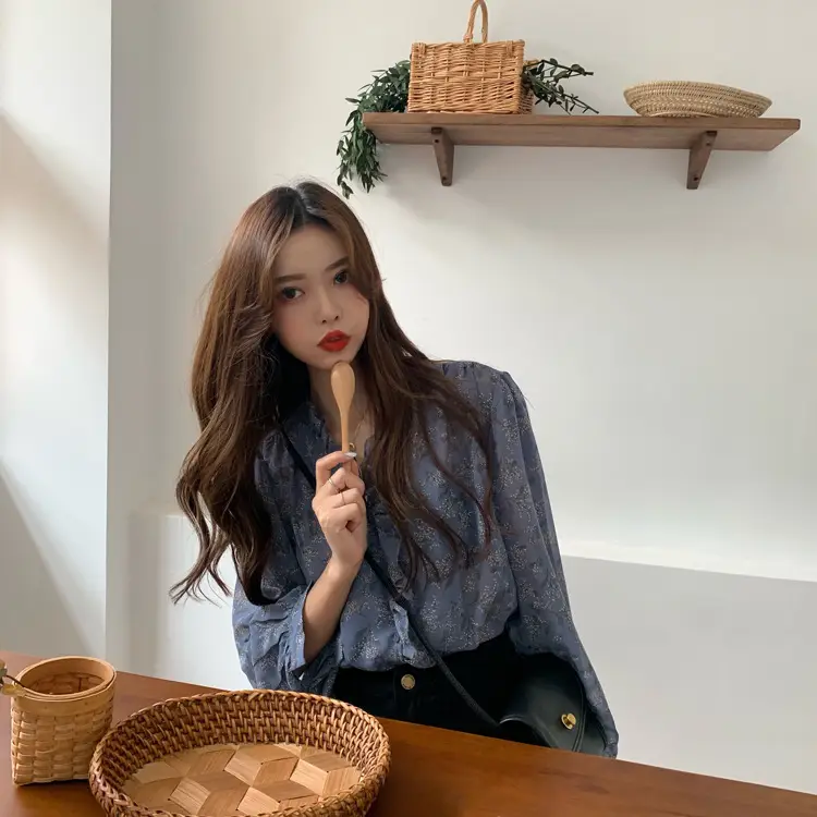 Korean Style Floral Chiffon Shirt Women Long Sleeve 2025 — feature 14