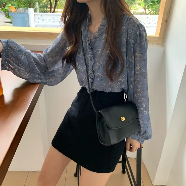 Korean Style Floral Chiffon Shirt Women Long Sleeve 2025 — feature 18