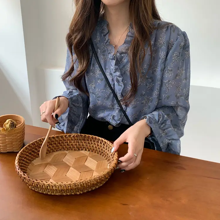 Korean Style Floral Chiffon Shirt Women Long Sleeve 2025 — feature 20
