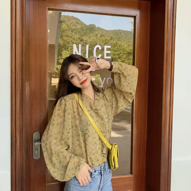 Korean Style Floral Chiffon Shirt Women Long Sleeve 2025 — feature 21