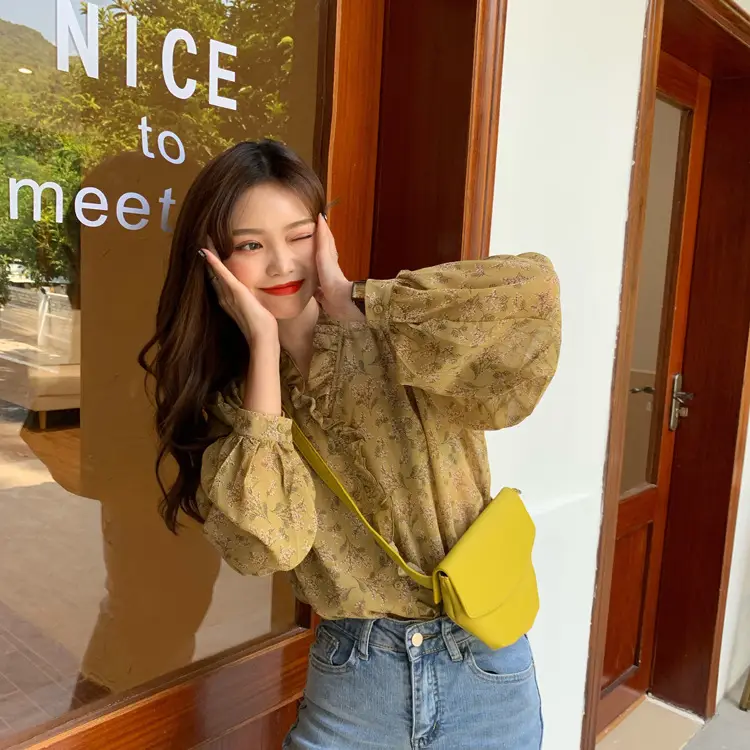 Korean Style Floral Chiffon Shirt Women Long Sleeve 2025 — feature 22
