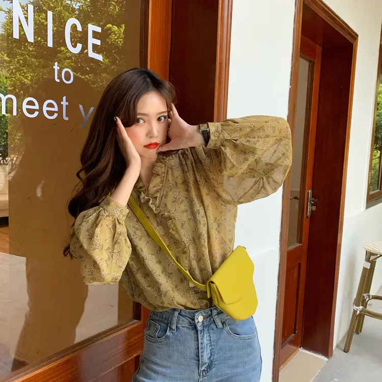 Korean Style Floral Chiffon Shirt Women Long Sleeve 2025 — feature 23