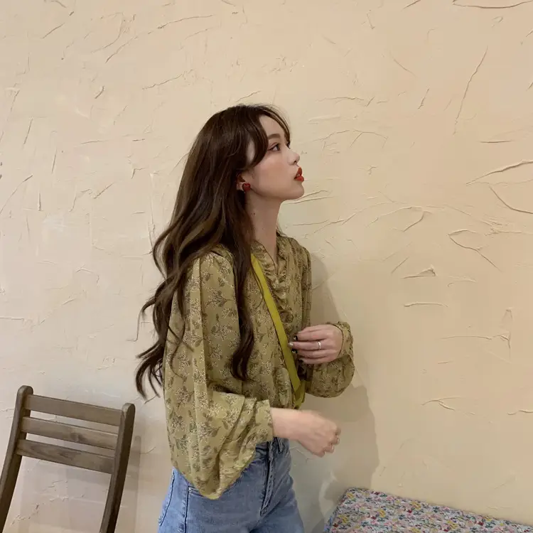 Korean Style Floral Chiffon Shirt Women Long Sleeve 2025 — feature 25