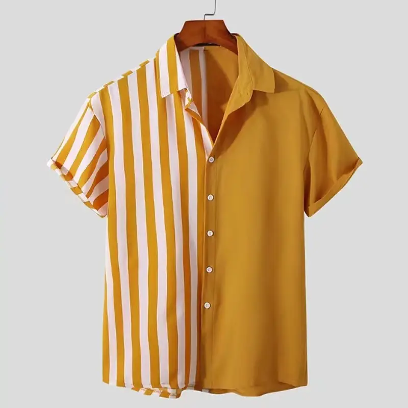Men Navy Striped Short Sleeve Shirt Black - Image 3