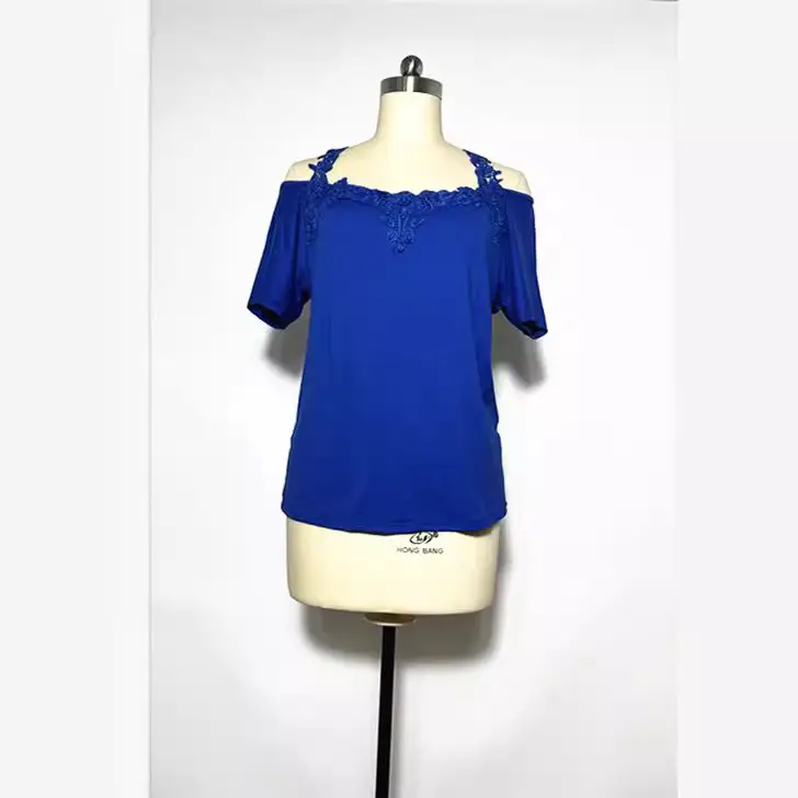 Women's Pink Lace V Neck T-Shirt European Size - Image 15