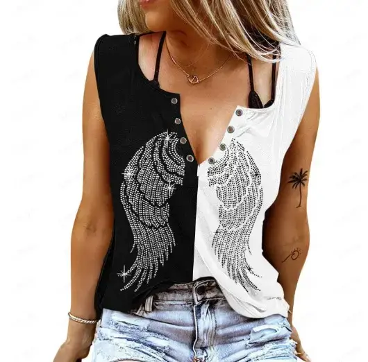 Sleeveless V-Neck Cotton Blend Shirt for Women - Image 10