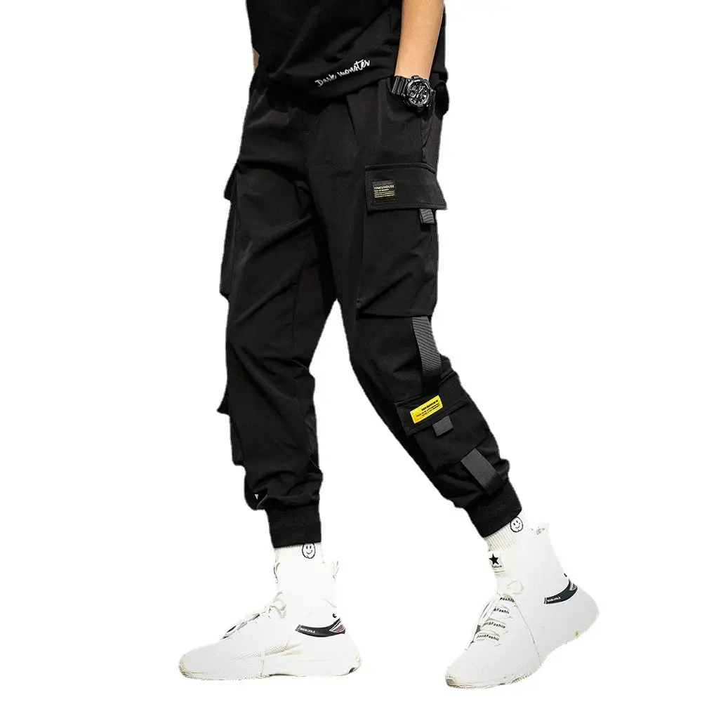 Men Black Cargo Pants Ankle Tied Loose Fit - Image 8