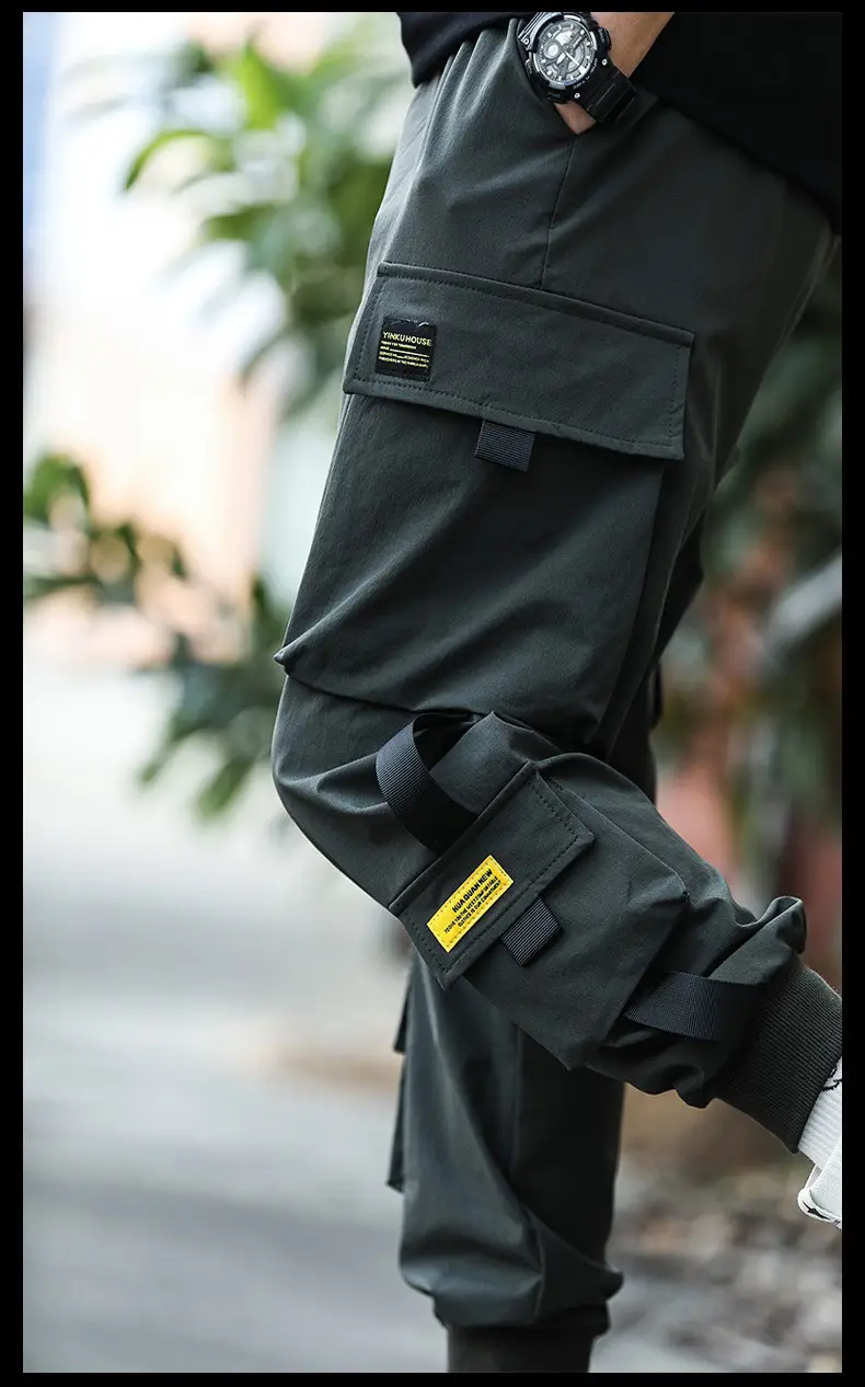 Men Black Cargo Pants Ankle Tied Loose Fit — feature 16