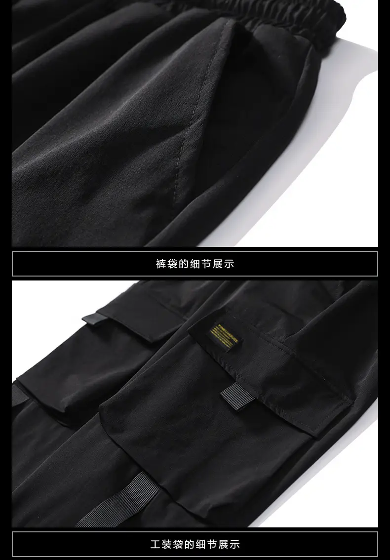 Men Black Cargo Pants Ankle Tied Loose Fit — feature 19