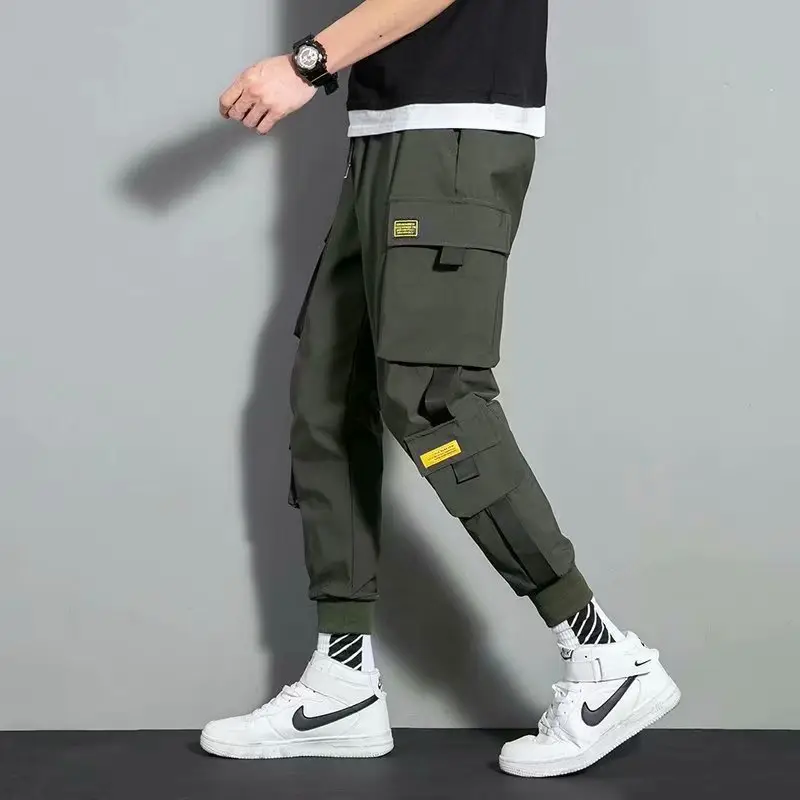 Men Black Cargo Pants Ankle Tied Loose Fit - Image 3