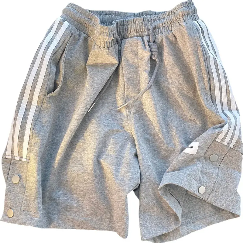Men Black Adidas Style Shorts with 3 Stripes - Image 7