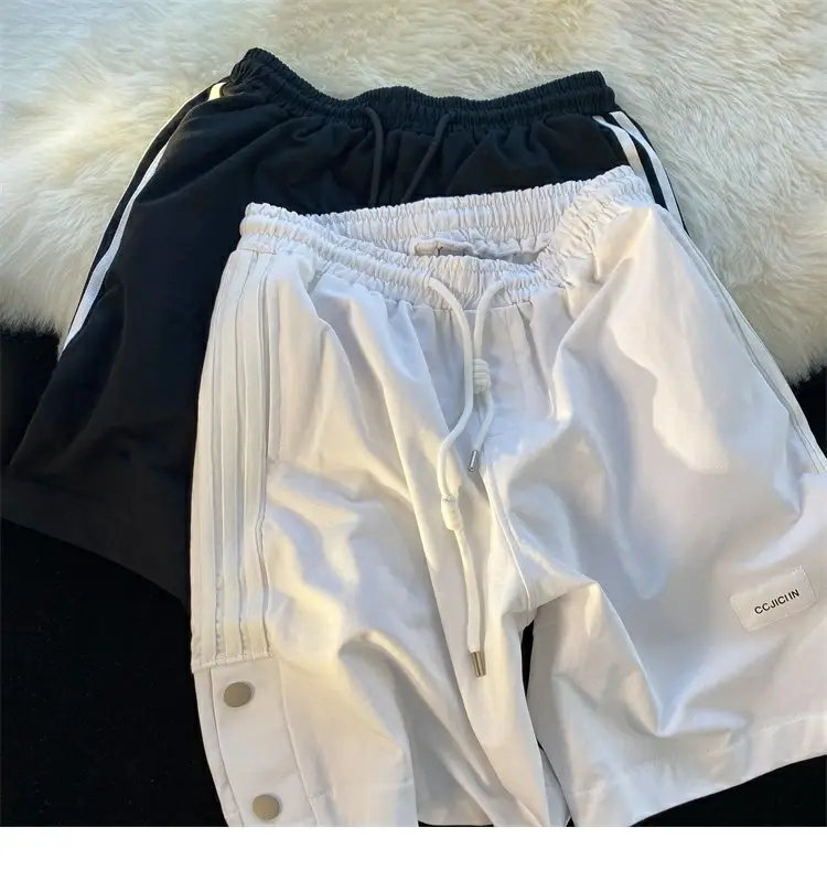 Men Black Adidas Style Shorts with 3 Stripes — feature 10