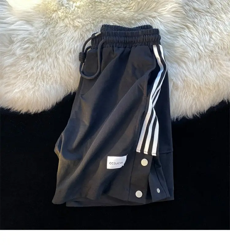 Men Black Adidas Style Shorts with 3 Stripes — feature 12