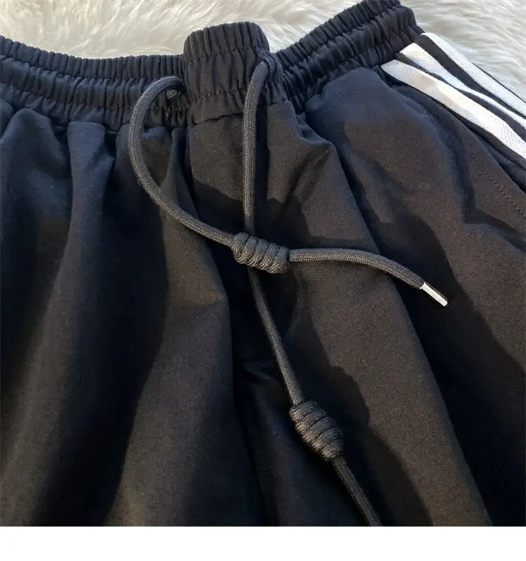 Men Black Adidas Style Shorts with 3 Stripes — feature 13