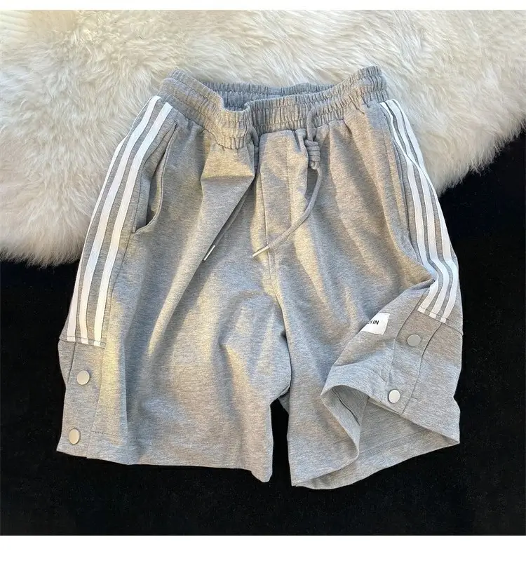 Men Black Adidas Style Shorts with 3 Stripes — feature 2