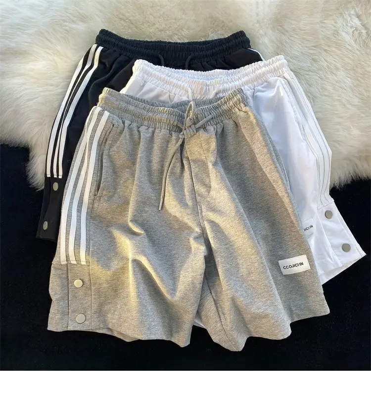 Men Black Adidas Style Shorts with 3 Stripes — feature 4
