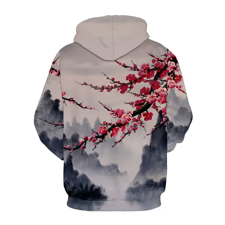 3D Digital Printed Hooded Sweatshirt with Cherry Blossom Design - Image 9