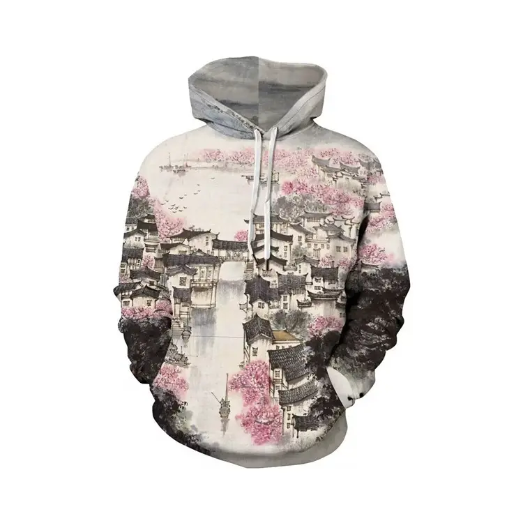 3D Digital Printed Hooded Sweatshirt with Cherry Blossom Design - Image 5