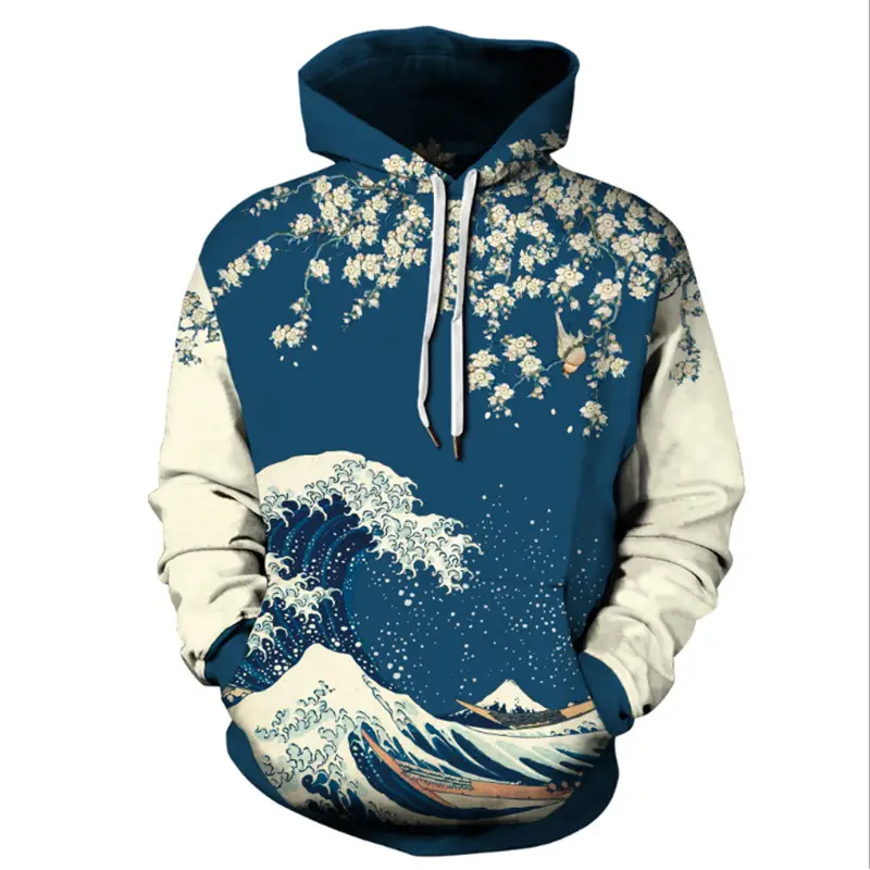 3D Digital Printed Hooded Sweatshirt with Cherry Blossom Design - Image 6