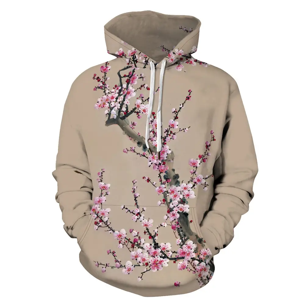 3D Digital Printed Hooded Sweatshirt with Cherry Blossom Design - Image 7