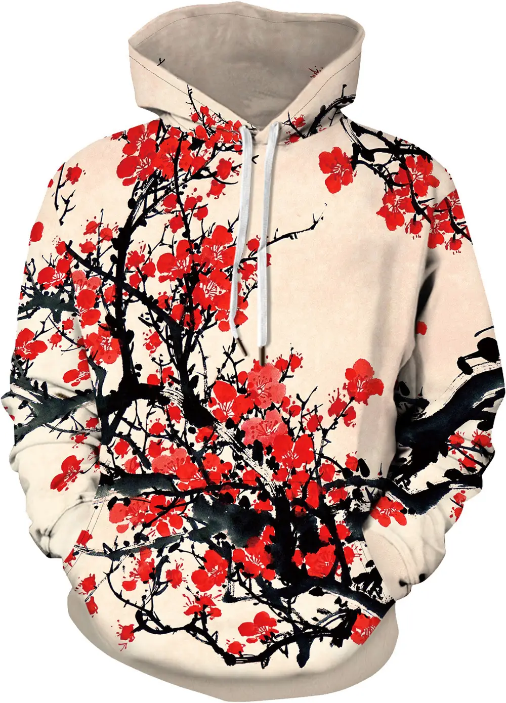 3D Digital Printed Hooded Sweatshirt with Cherry Blossom Design - Image 8