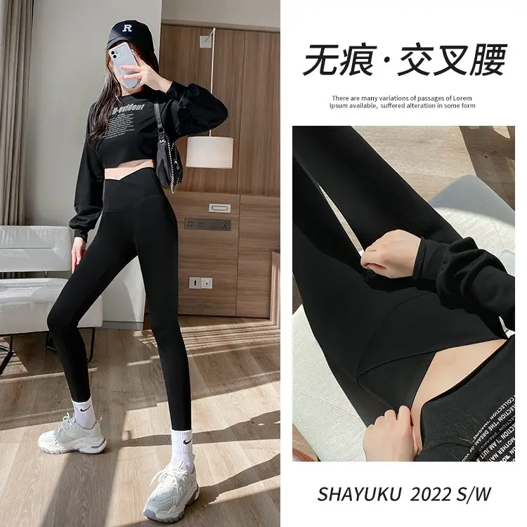 Women's Black Slimming Hip Leg Yoga Pants High Waist - Image 22