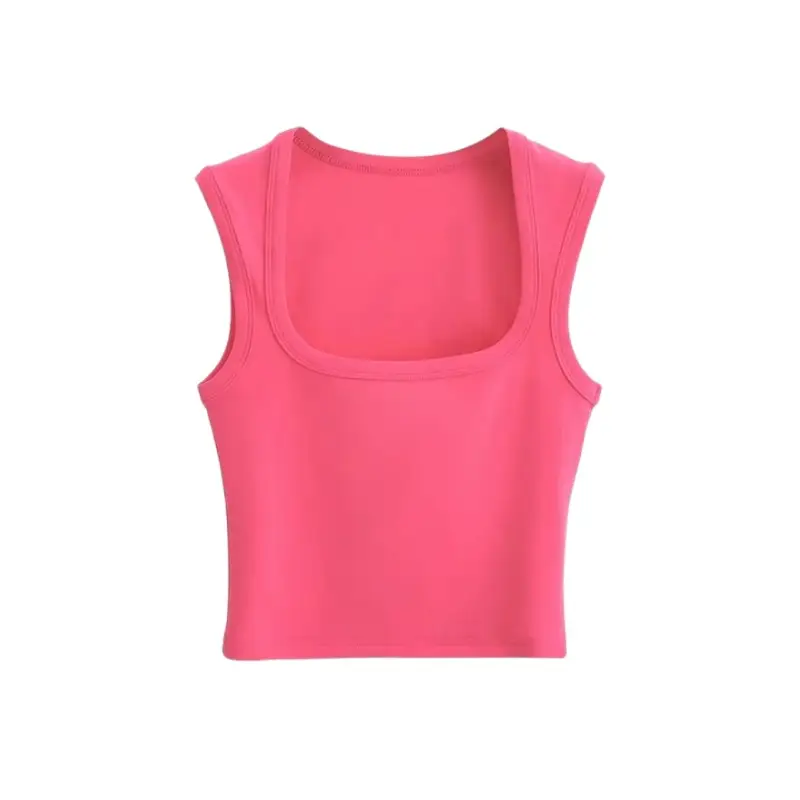 Women Pink Sleeveless Tank Top Short Crop - Image 13