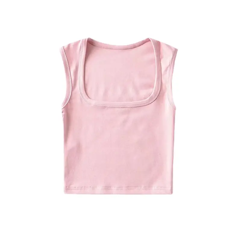 Women Pink Sleeveless Tank Top Short Crop - Image 5