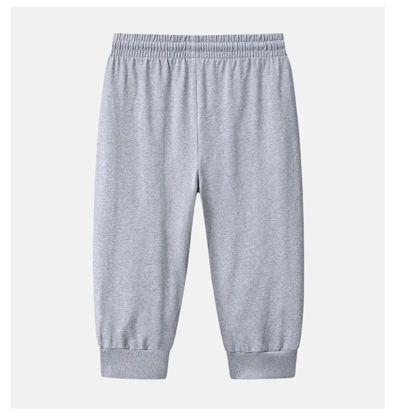 Men Black Cotton Knitted Shorts 7-Piece Sports Beach Capri Pants — feature 43