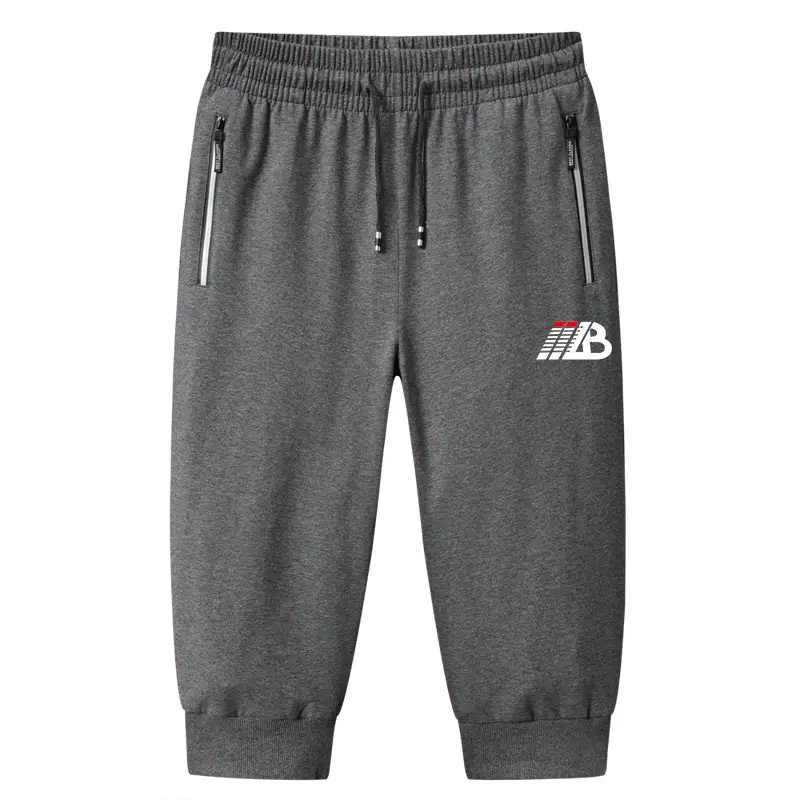 Men Black Cotton Knitted Shorts 7-Piece Sports Beach Capri Pants - Image 3